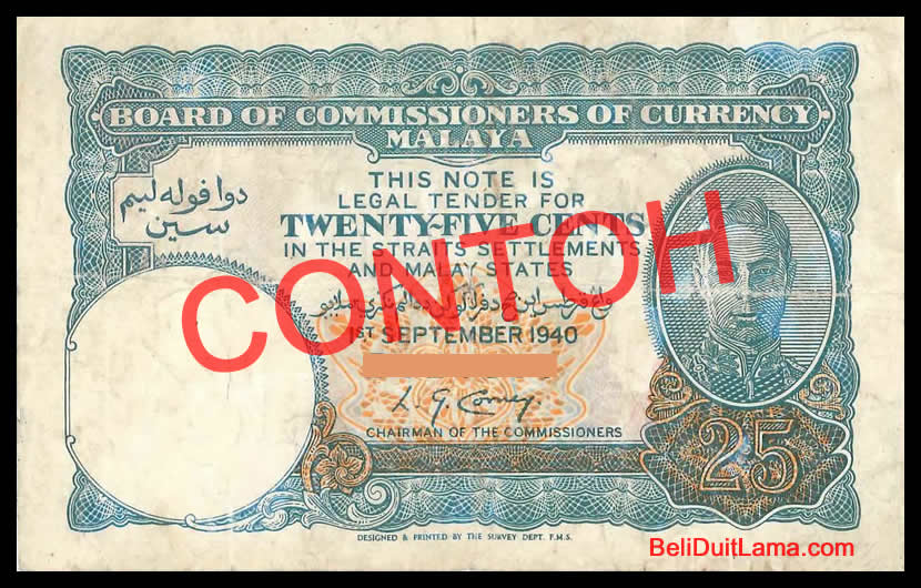 Membeli Duit Lama Malaya 25 Cents 1940