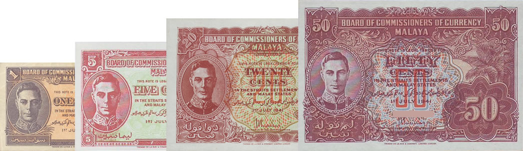 Beli duit lama Malaya King George VI 1cent, 5cents, 20cents, dan 50cents