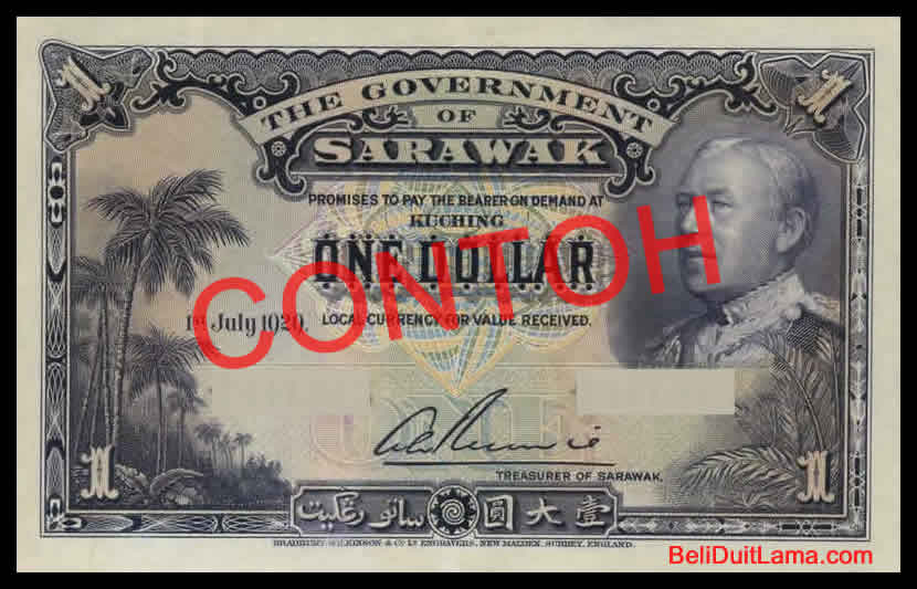 Membeli Duit Lama Sarawak 1 dollar Contoh Seperti di Gambar